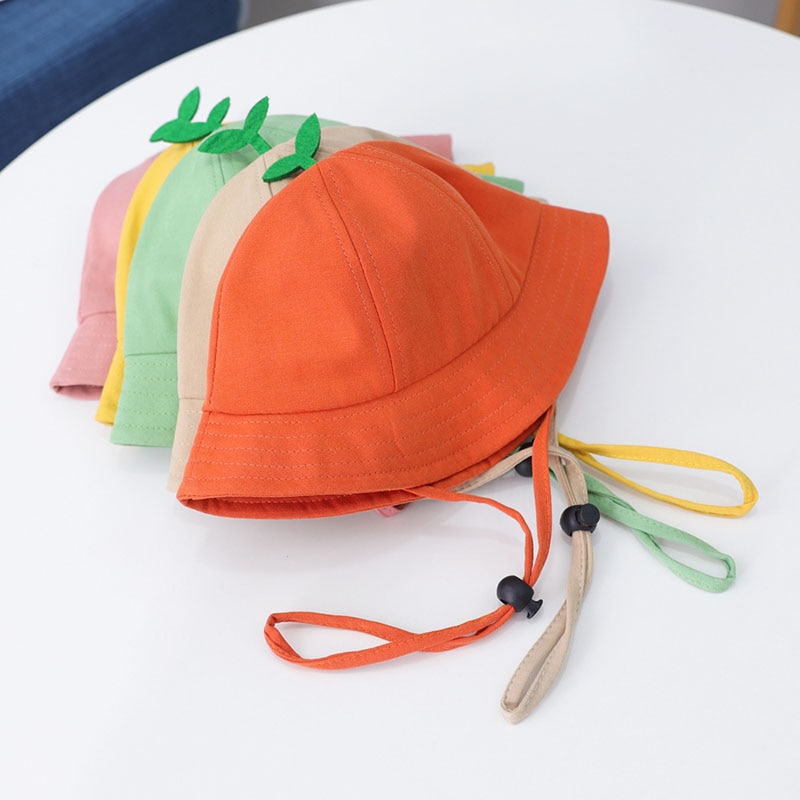 Cute Little Grass Baby Hat Summer Breathable Cotton Boys Girls Bucket Hat Solid Color Infant Toddler Sun Beach Cap